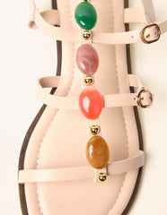 Beaded Gladiator Flat Sandals