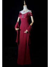 Timeless Prom Dresses A line Spaghetti Strap Burgundy Chiffon With Cape Beading Long Evening Outfits N3203