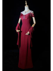 Timeless Prom Dresses A line Spaghetti Strap Burgundy Chiffon With Cape Beading Long Evening Outfits N3203