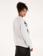 Abstract Flower Embroidery Jumper
