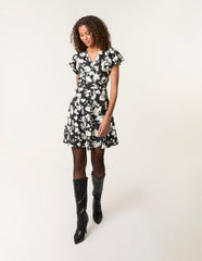 Printed Frill Sleeve Mini Dress