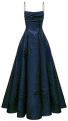 Chic Spaghetti Strap A line Wedding Guest Dresses Navy Blue Blue Prom Formal Dresses AB1848