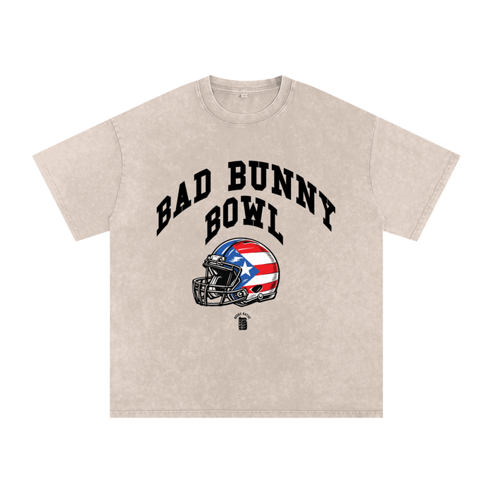 Bad Bunny Bowl (Black) Snow Washed Oversized Cotton T-Shirt