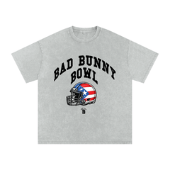 Bad Bunny Bowl (Black) Snow Washed Oversized Cotton T-Shirt