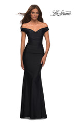 Sheer Corset-Back La Femme Long Prom Dress