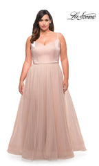 La Femme Long A-Line Plus-Size Prom Dress