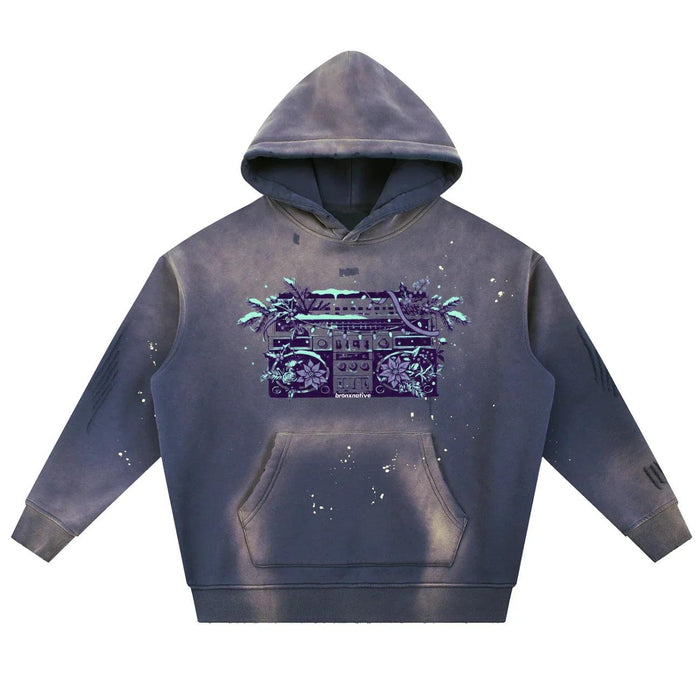 Boomin' Vintage Washed Frayed Fleece Hoodie