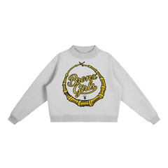 Bronx Girls Bamboo Earring Mock-Neck Crew Sweatshirt by Bronx Native