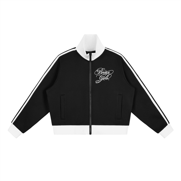 Bronx Girls Do It Better Contrast Side Stripe Fleece Cropped Track Jacket by Bronx Native