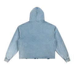 Bronx LOVE 🩷 Vintage Washed Frayed-Hem Hoodie