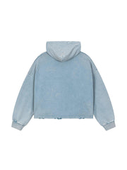 Bronx LOVE 🩷 Vintage Washed Frayed-Hem Hoodie