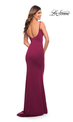 La Femme Long Simple Prom Dress with Scoop Back
