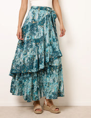 Wrap Metallic Tiered Skirt