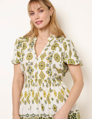 Abstract Print Button Front Mini Dress