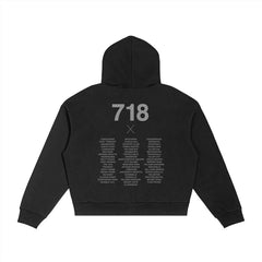 BX Crest 718 Contrast Plaid Boxy Zip Hoodie