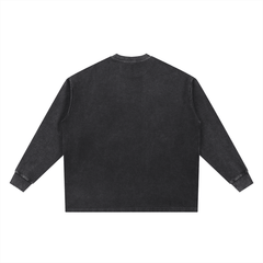 Black long-sleeve streetwear tee with faded texture, inspired by NYC Bronx culture