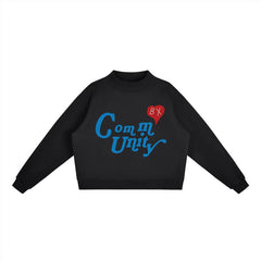 CommUNITY ❤️ Womens Essential Fleece Mock-Neck Crew Sweatshirt