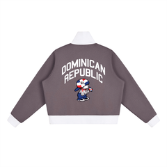 DR Independence Contrast Side Stripe Fleece Cropped Track Jacket