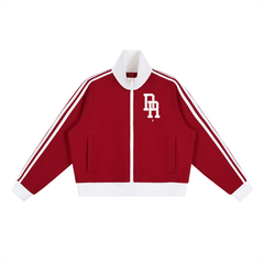 DR Independence Contrast Side Stripe Fleece Cropped Track Jacket