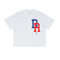 White mesh baseball jersey with bold blue and red 'BR' logo, inspired by Bronx streetwear style
