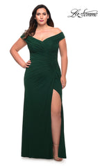 La Femme Off-the-Shoulder Long Plus-Size Gown