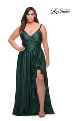 La Femme Long Plus-Size Prom Dress with Ruffle