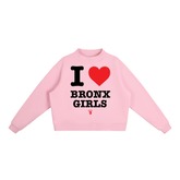 I Love Bronx Girls Essential Fleece Mock-Neck Crew Sweatshirt by Bronx Native