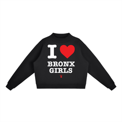 I Love Bronx Girls Essential Fleece Mock-Neck Crew Sweatshirt by Bronx Native