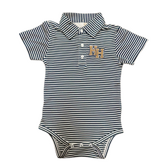 Infant Striped Polo Onesie, navy/white, stacked Hs