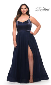 La Femme Long A-Line Plus-Size Prom Dress