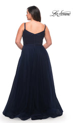 La Femme Long A-Line Plus-Size Prom Dress