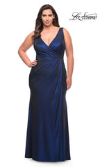 Metallic Long La Femme Plus-Size Prom Dress