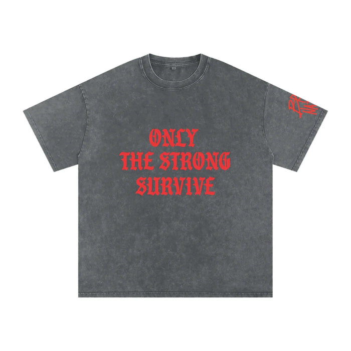 Only The Strong Survive Snow Washed Oversized Cotton T-Shirt