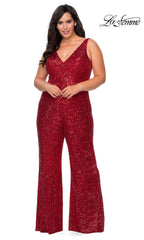 La Femme Sequin Formal Prom Jumpsuit in Plus Sizes