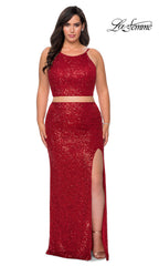 Plus-Size Two-Piece Sequin La Femme Prom Dress