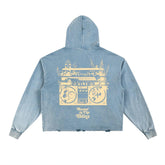Rooted Boomin' Vintage Washed Frayed-Hem Hoodie by Bronx Native, Rooted in The Bronx hoodies streetwear