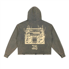 Rooted Boomin' Vintage Washed Frayed-Hem Hoodie by Bronx Native, Rooted in The Bronx hoodies streetwear