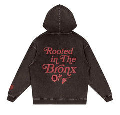 Rooted in The BRNX Washed Loose Cotton Hoodie by Bronx Native, Rooted in The Bronx hoodies streetwear