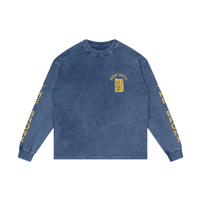 The Bronx Flower Acid Wash Oversize Long Sleeve T-Shirt Alt Colorway by Bronx Native for New York summer