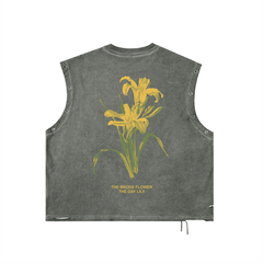 The Bronx Flower Distressed Grommet Eyelet Tank Top by Bronx Native for New York summer