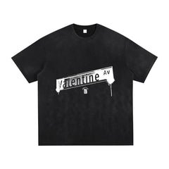 Valentine Ave Vintage Washed Hand-Frayed T-Shirt