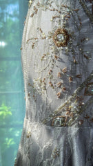 Modest Prom Dresses Mermaid Halter Grey With Beading Backless Sleeveless Evening Outfits N3575