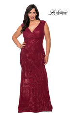 La Femme Sequin Long Plus-Size Formal Dress
