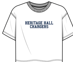 Women's T-Shirt Cropped, Chicka-d, white, Heritage Hall Chargers