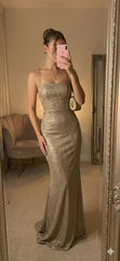 Simple Evening Dresses Women Sequined Fashion Mermaid Prom Gowns Shiny Party Wear Fashion N1799
