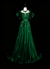 Vintage A line Spaghetti Strap Dark Green With Lace Beadings Long Prom Gown Party Wear Fashion Dresses N1827