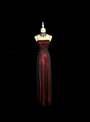 Beautiful Prom Dresses A line Burgundy Spaghetti Strap Black Tulle Long Evening Outfits N3434