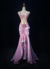Vintage Prom Dresses Mermaid Sweetheart Lilac Lace Satin With Beading 80s Long Formal Evening Outfits N3883