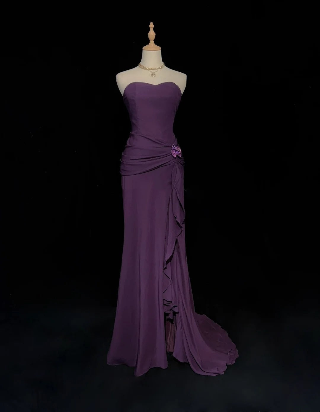 Vintage Prom Dresses 1960s Mermaid Sweetheart Purple Chiffon Long Prom Gown N3102