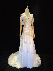 Beautiful Prom Dresses Mermaid Spaghetti Strap Gold Lace With Sleeves Long Formal Evening Outfits N3659